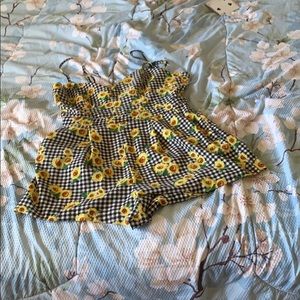 Sunflower checkered romper